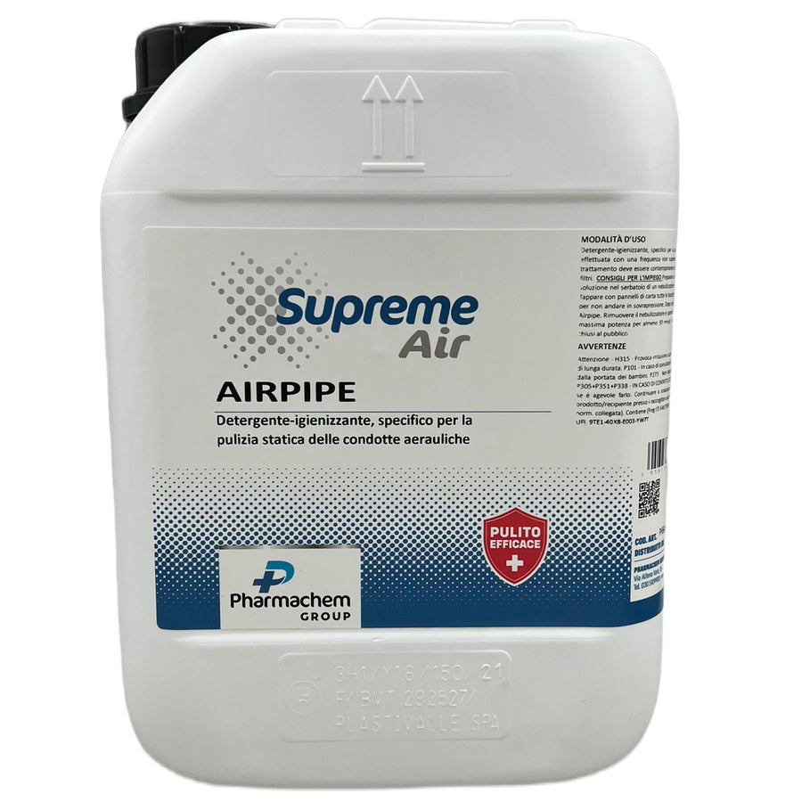 Detergente igienizzante specifico per la pulizia statica delle condotte aerauliche - 5 Litri - AIRPIPE