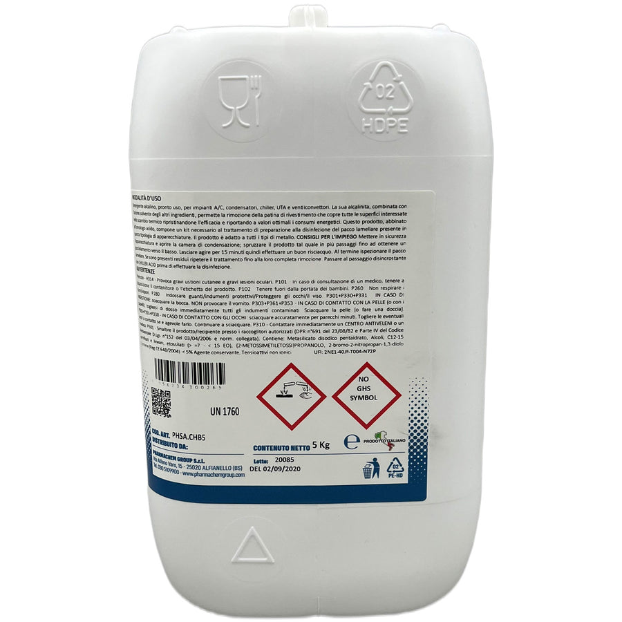 Alkalische Waschmittel Lamellenpaket-Klimaanlage, Kondensatoren, Kühler, UTA- und professionelle Gebläse-Spulen - 5 Liter - Kühler Basic