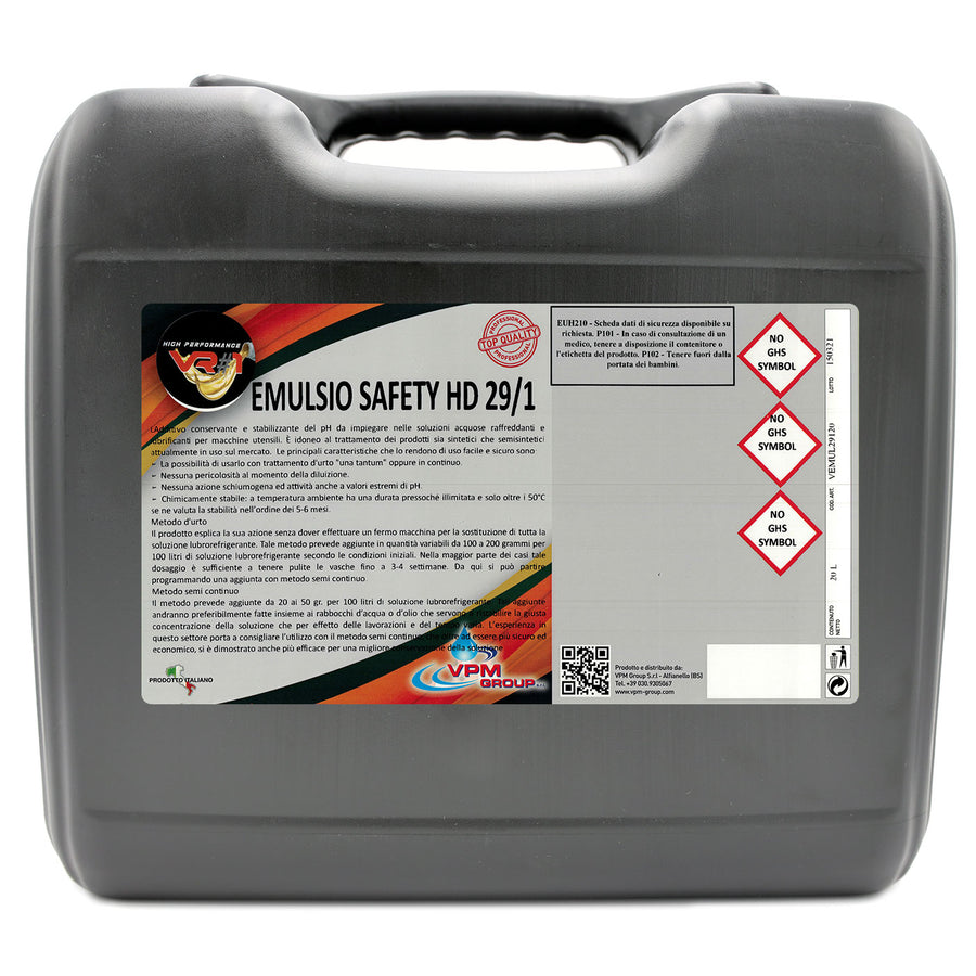 Correttore del pH per fluidi lubrorefrigeranti e soluzioni acquose di macchine utensili - Fusto 20 litri - EMULSIO SAFETY HD 29/1
