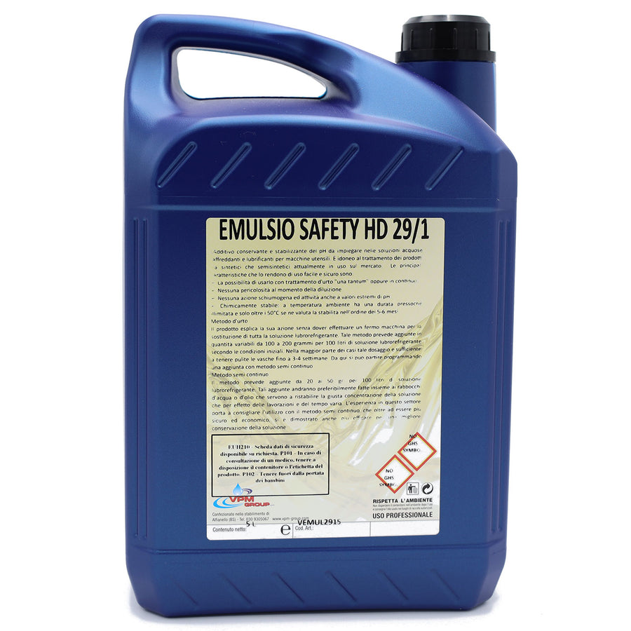 emulsionabili Correttore del pH per fluidi lubrorefrigeranti e soluzioni acquose di macchine utensili - 5 litri - EMULSIO SAFETY HD 29/1