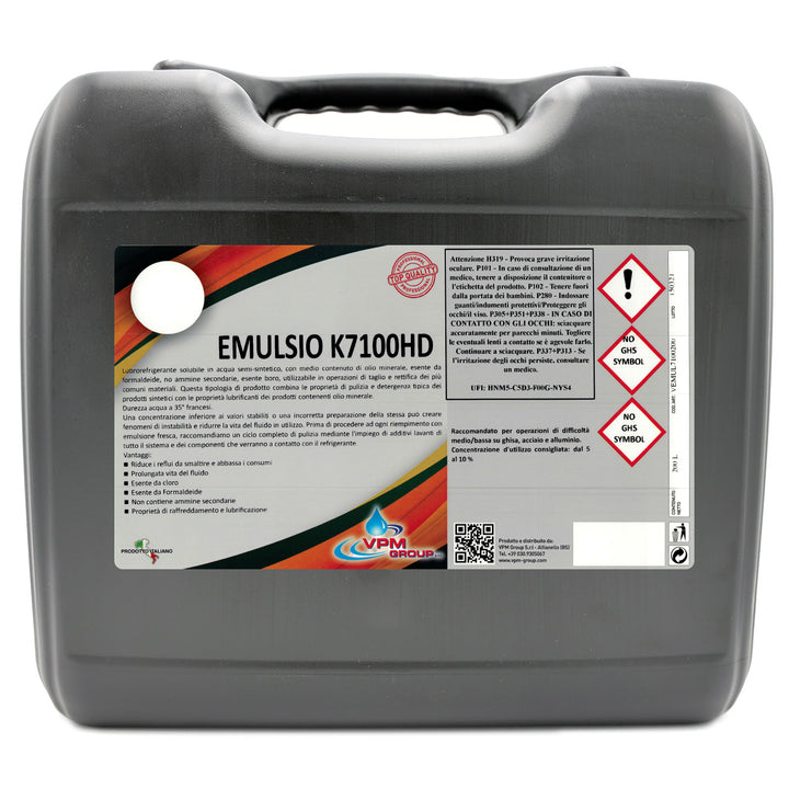 Lubrorefrigerante semisintetico da taglio di media gravosità - 20 litri - EMULSIO K 7100HD