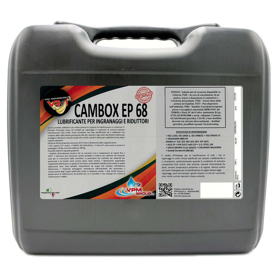 Olio minerale per ingranaggi industriali e riduttori ISO 68 - Fusto 20 Litri - CAMBOX EP 68