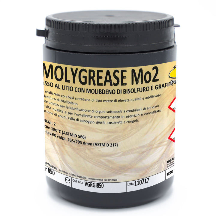 Grasso lubrificante al litio NLGI 2 con molibdeno di bisolfuro e grafite per cariche e alte temperature - 850g - MOLIGREASE MoS2