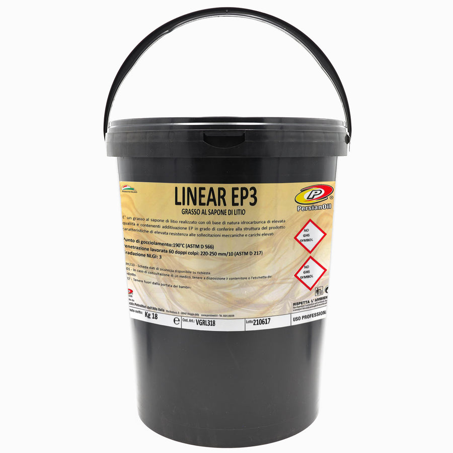 Grasso al litio NLGI 3 universale per la lubrificazione generale degli autoveicoli - 18kg - LINEAR EP 3