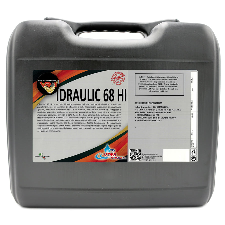 Olio idraulico 68 ad alto indice per sistemi oleodinamici e trasmissioni idrostatiche - Fusto 20 Litri - IDRAULIC 68 HI